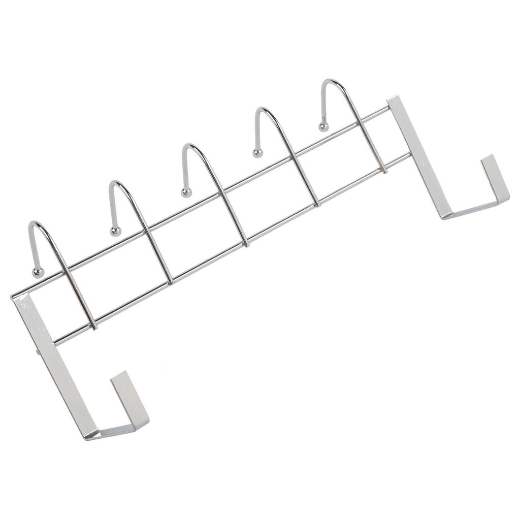 Stainless Steel Over the Door Hanger Rack 5 Hooks for Small Space Organization