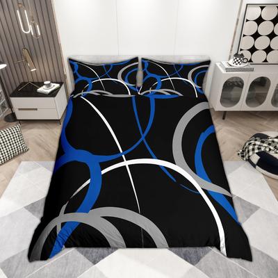 Homewish Modernes Geometrisches Bettbezug-Set 2-teilig/3-teilig, Abstrakte Kunstwerk Bettwäsche, Zeitgenössisches Minimalismus Steppdeckenbezug-Set