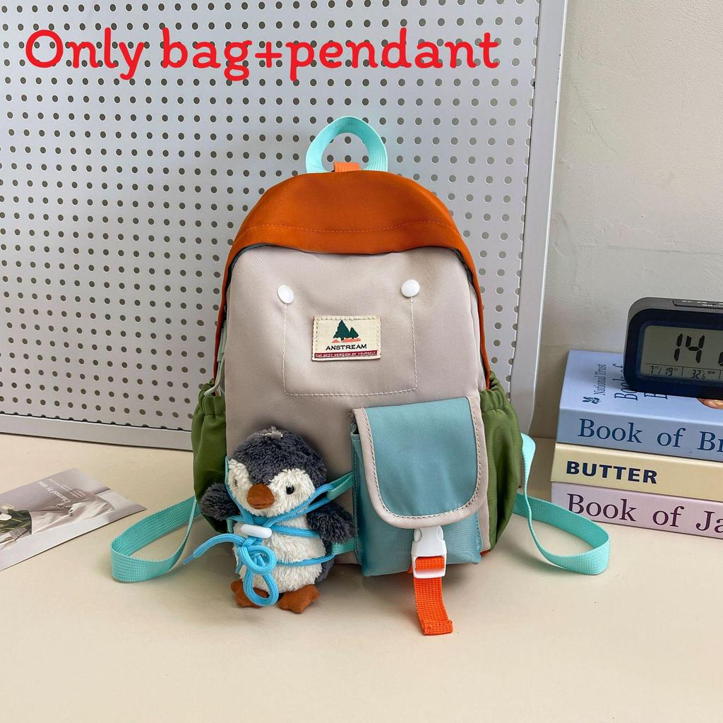 

Kids Toddler Backpack With Plush Cartoon Stitch And Rabbit Pendant For School And Daily Use Penguin