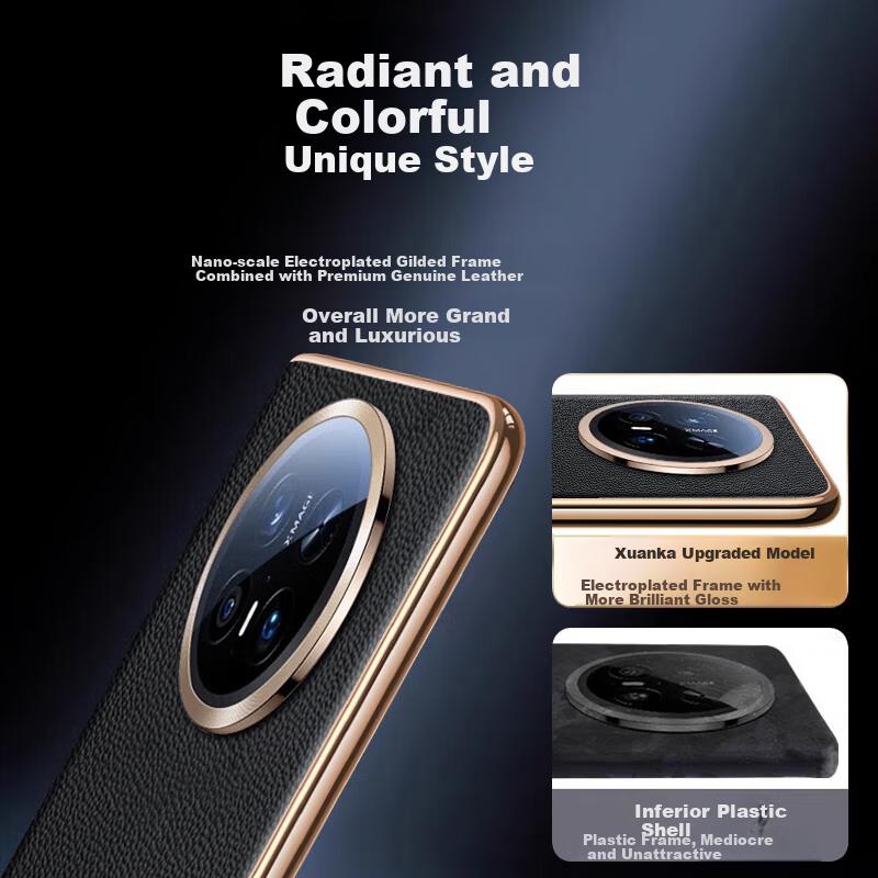 Gilded Genuine Leather with Lens FilmHuawei Mate70 Pro Phone Case Mate70 Pro+ Matte Leather Electroplated Lens Full Coverage Ultra-Thin Shockproof