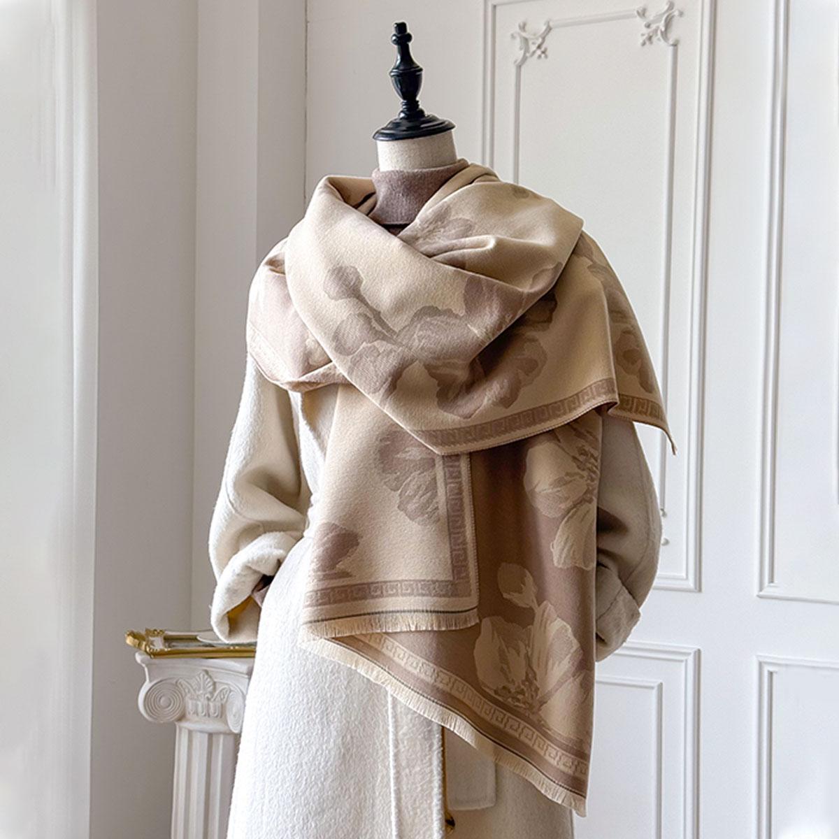 

New Women Winter Warm Floral Pashmina Scarf Luxury Faux Cashmere Wraps Thick Shawl Blanket Bufanda Foulard Poncho