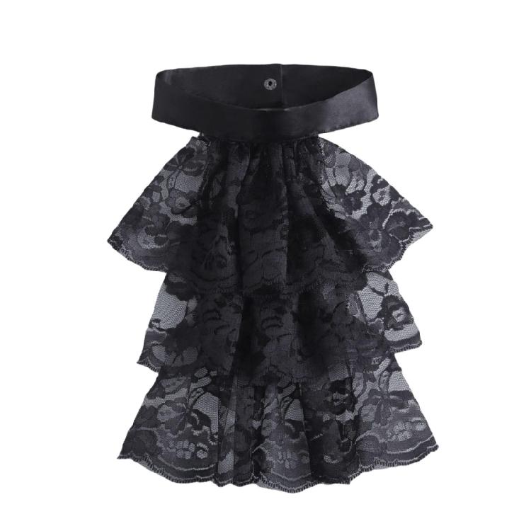 Lace Jabot Collar Victorian Theme Party Neckwear Cosplay Accessory Collar for Halloween Teaparty Dressingup Neckpiece
