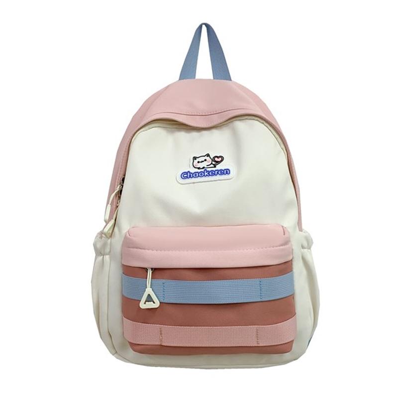 

Рюкзак школьный школьный студенческий с цветными блоками, легкий рюкзак для путешествий и поездок на работу розовый