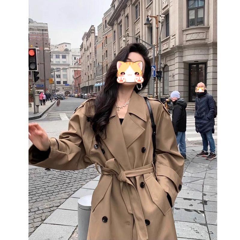 Women's British-Style Long Trench Coat - Spring & Autumn 2025 Collection, New and Beautifully Casual for Petites