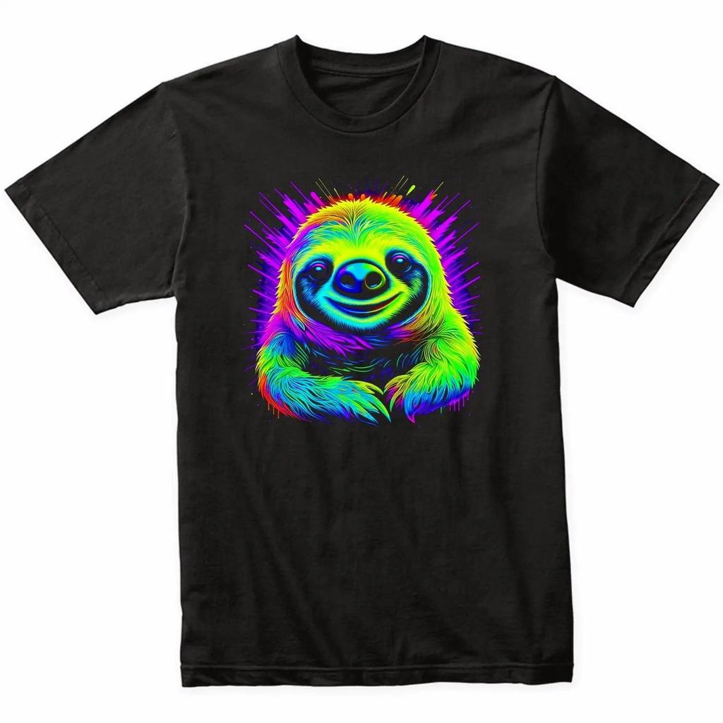 Sloth Psychedelic Animal Art T Shirt Nature Lover Vintage Graphic Slightly Breathable Soft Versatile Comfortable