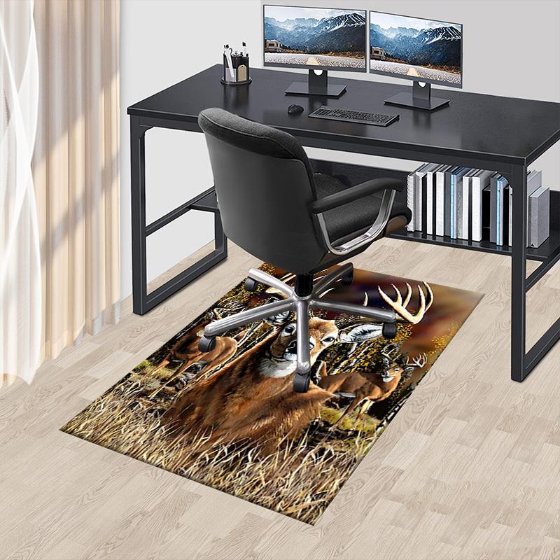 1PC Deer Hunting Anti-slip carpet, suitable for Office, bedroomand playrooms. It can also be used as a sofa footrest cover-W34