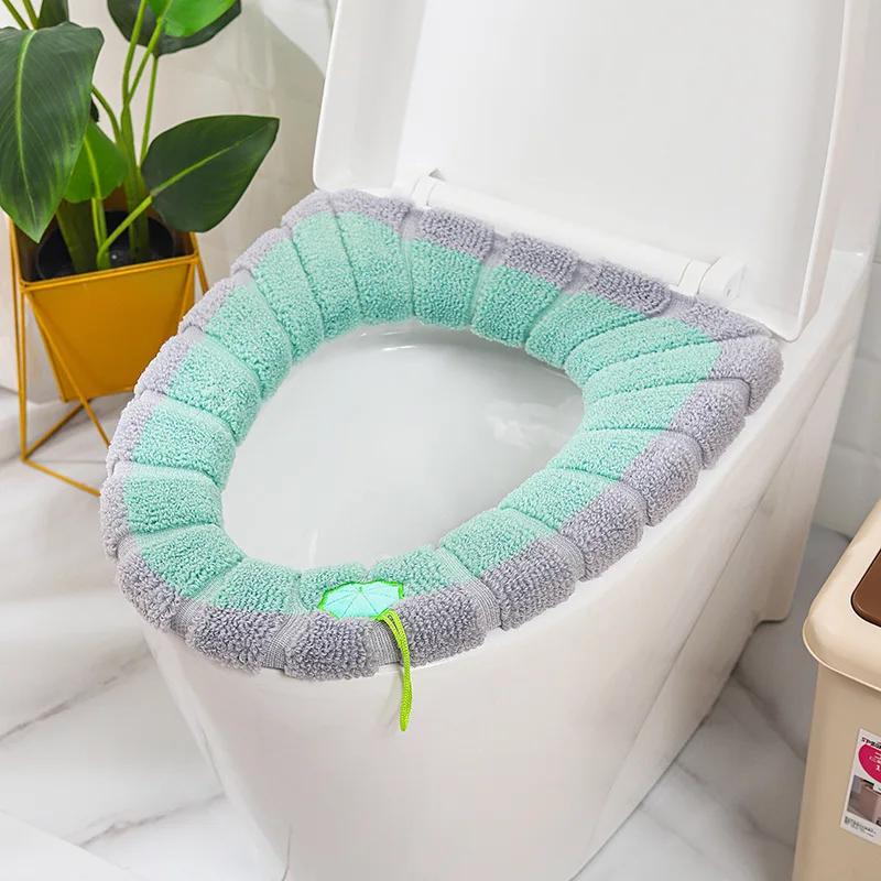 2Pcs Thicken Toilet Seat Cover Mat Winter Warm Soft Washable Closestool Mat Seat Case Toilet Lid Cover Bathroom Accessories