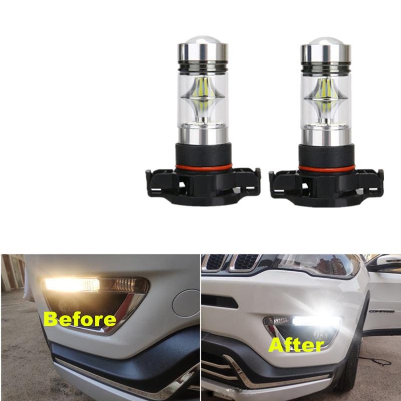 

Для Jeep Compass 2017 2018 2019 2шт / лот CANBus Без ошибок 100w 20SMD Белый 5202 PSX24W Светодиодный дневной ходовой свет DRL лампа