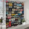 Retro Cassette Tape Shower Curtain Colorful Audio Tape Pattern 2D Digital Print Polyester Bath Curtain With Hooks