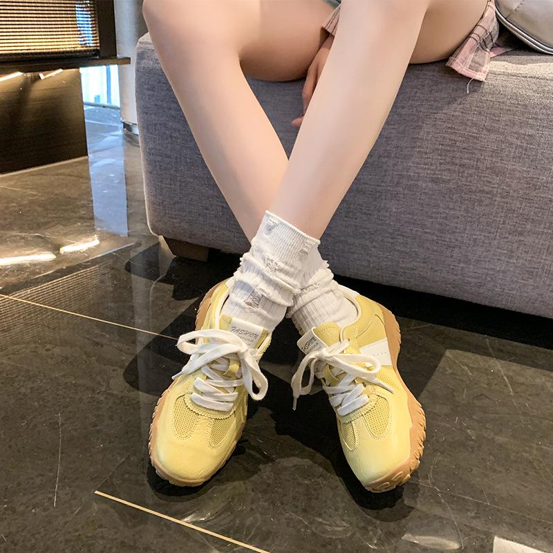 Dopamine satin splicing ballet wind moral training shoes casual sports shoes women's little white shoes German training shoes women's shoes dad shoes