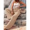 Women's Spring Summer Fashion Versatile Bubble Grid Casual Wide Leg Pants Trousers Women’s