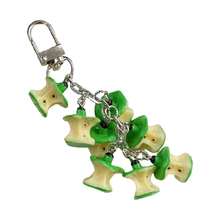 

Adorable Faux Fruit Keychain Charm Miniature Apples Ornament For Fashion Lovers Plastic Accessory For Everyday Carry зелений
