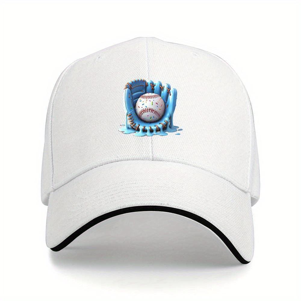 Sprinkle Donut Baseball Glazed Mitt Graphic Black Baseball Cap Adjustable Casual Sports Hat