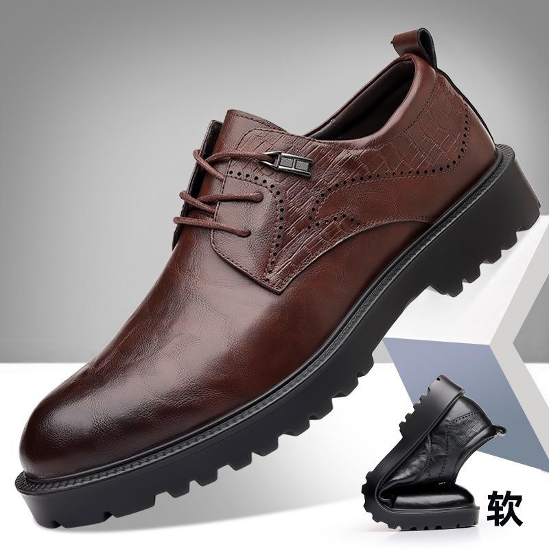 Fashion British Platform Leather Wedding Shoes for Men Designer Soft-soled Business Men's Dress Shoes Fashion Casual  Male Work Shoes
