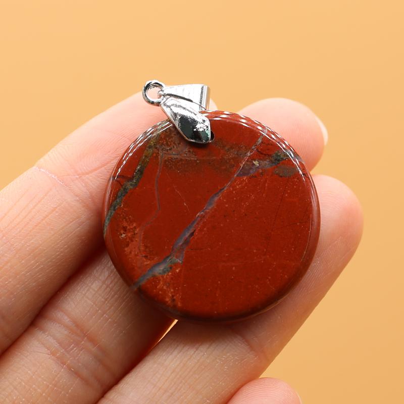 

1 шт. кулон с кристаллами исцеления ауры, модные круглые подвески из натурального камня для самостоятельного изготовления ожерелий, серег, украшений, аксессуаров, креативных ювелирных изделий, подарков 1Pc-30mm