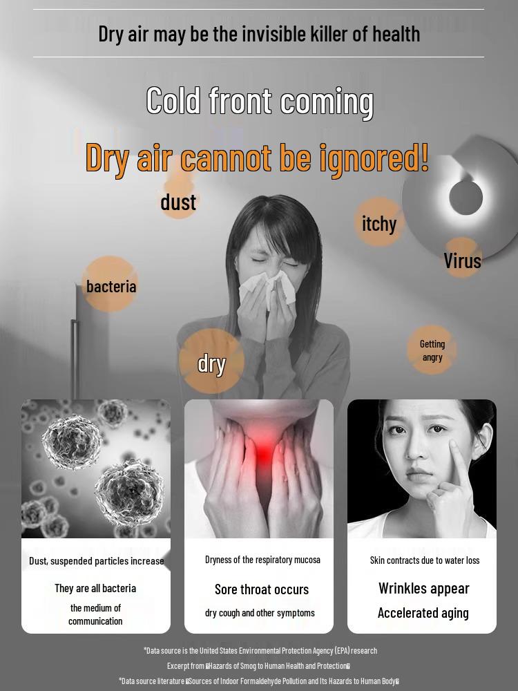 6.8L High Mist Humidifier: Silent Desktop Aromatherapy for Home, Office, Bedroom - USB Portable for Pregnant Users