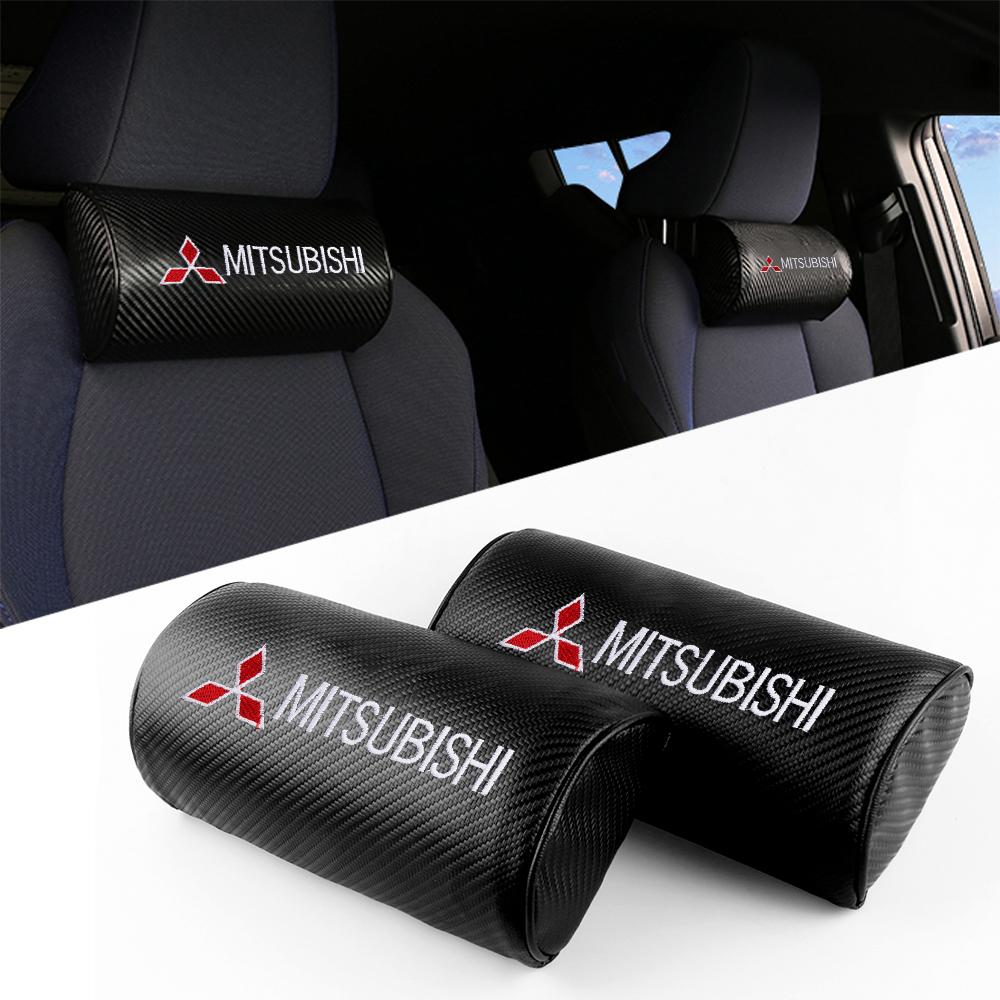 1/2Pcs Leather Car Neck Head Support Soft Pillow Interior Accessories For Mitsubishi For Mitsubishi 9 X EX ASX L200 Colt Pajero