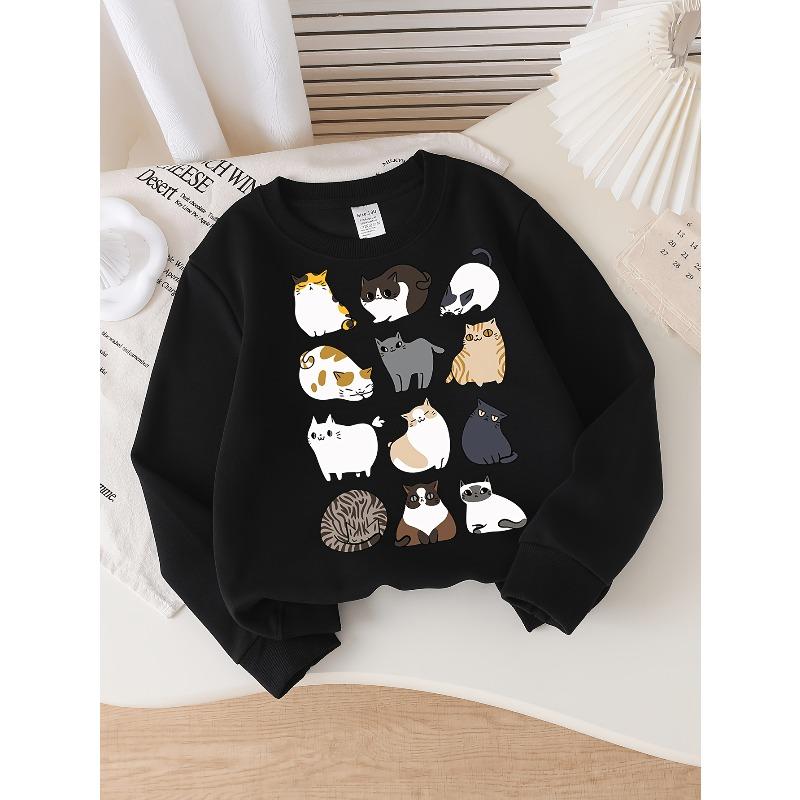 European sizes Kids' Round Neck Fashion Sweatshirt Featuring Adorable Animal Prints,  Casual Comfortable