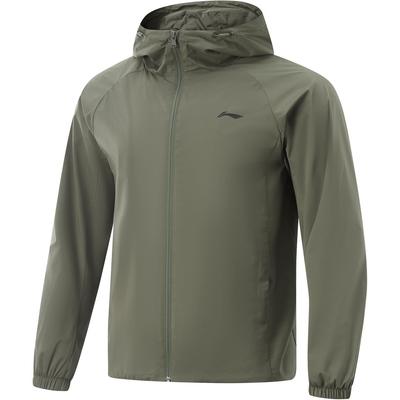 Li Ning Comfortable Zip-Up Windbreaker With Hood Men Outerwear Tea-Green AFDV081-10