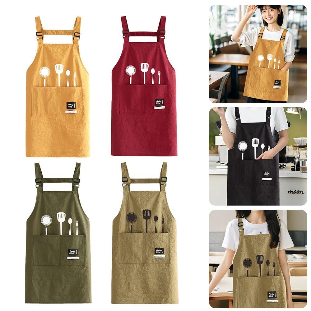 

Waterproof Chef Apron Anti-fouling Oil-proof Cooking Baking Bibs Kitch Apron for Home Kitchen Red-S