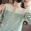 Crew Neck Bottoming Shirt Women's Autumn and Winter Loose and Versatile Sweater Striped Skin-friendly Warm Top
