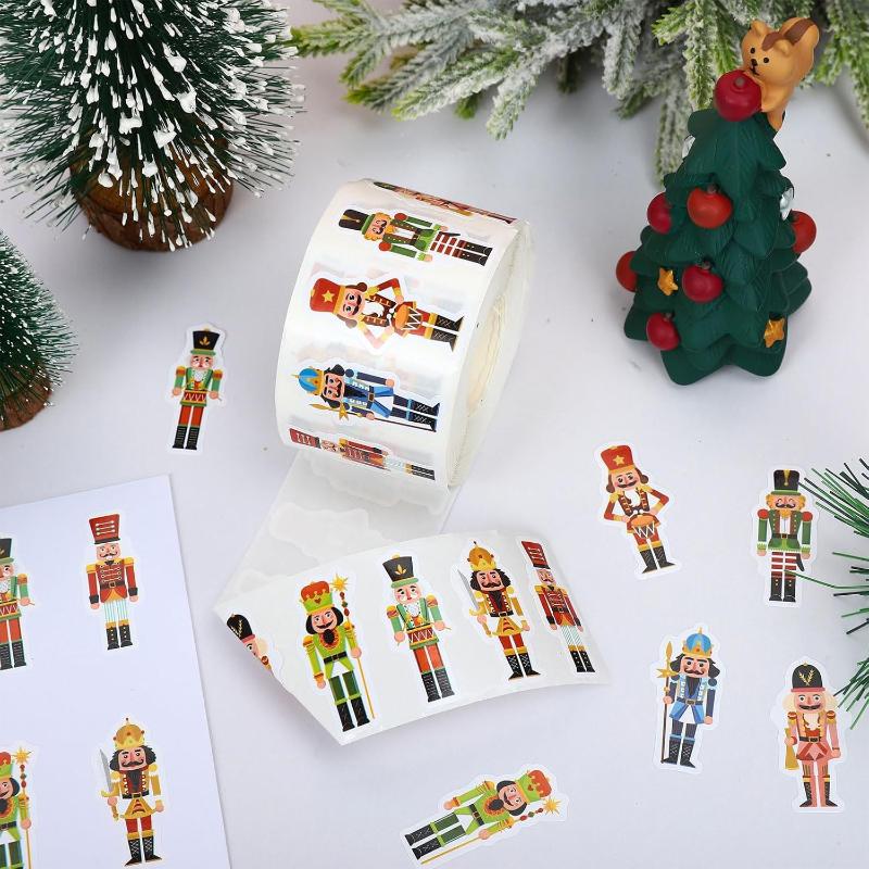 500Pcs Holiday Themed Nutcracker King and Soldier Decals Christmas Stationery Embellishments
