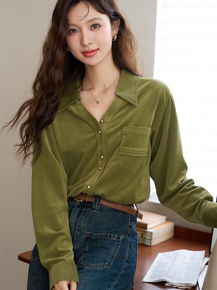 

Женская рубашка Mishow, осенняя новинка 2023 года, повседневная модная вельветовая теплая одежда с длинными рукавами, топы MXC44C0089 S