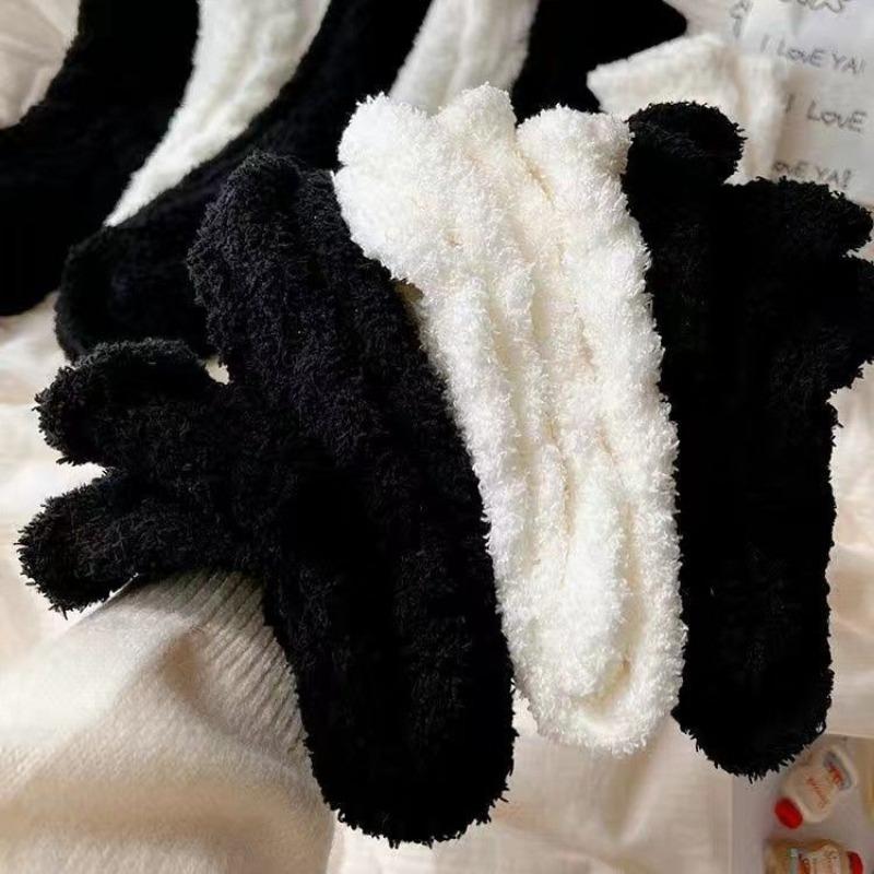 Women Winter Plus Velvet and Thick Cold Insulation Warm Solid Color with Lovely Home Sleep Floor Socks