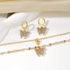 Earrings, Necklace, Gold and Silver Butterfly Pendant, Earrings and Necklace Set Spring and Summer Vacation Women's Jewelry Set