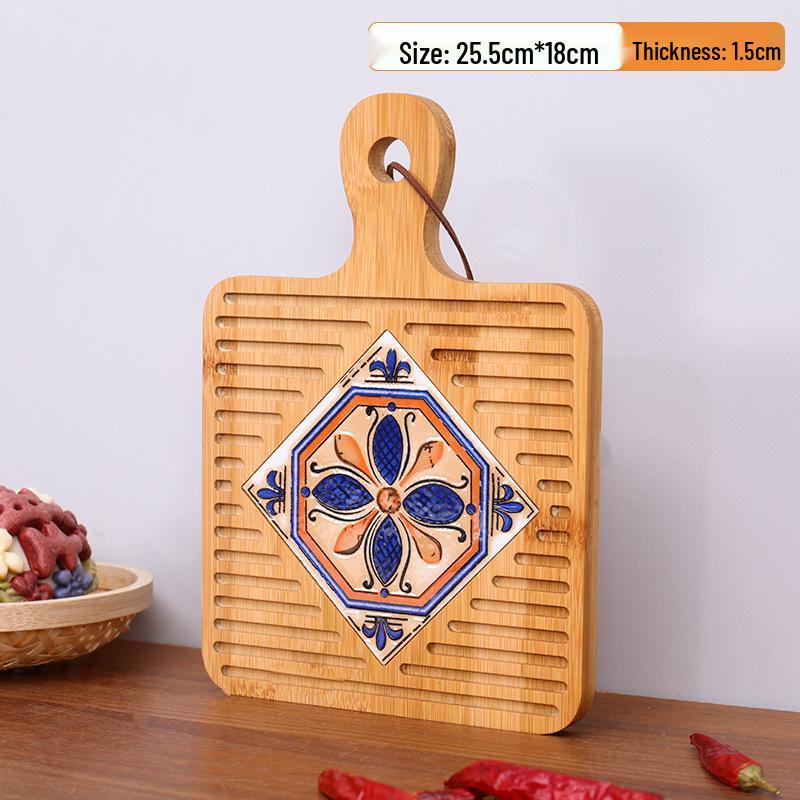 Retro Solid Wood Anti-Scalding Pot Mat and Coaster