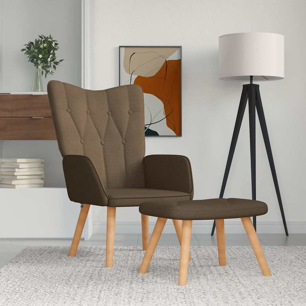 Vidaxl Armchair with Footrest, Brown, Fabric Upholstered