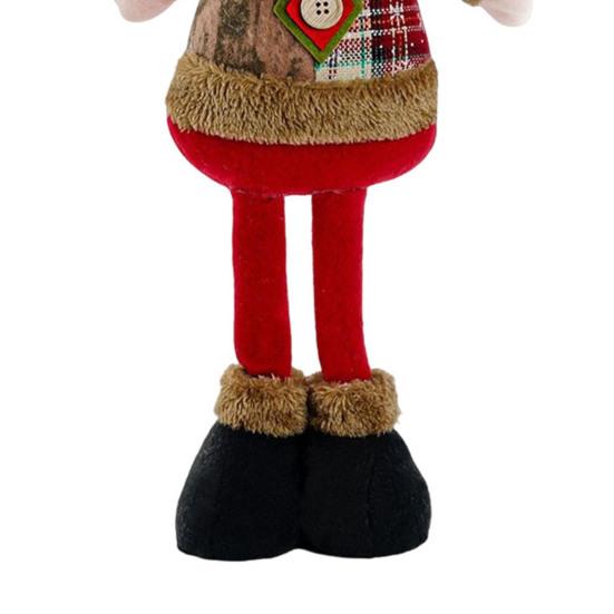 Christmas Plush Toy with Retractable Legs Handmade Reindeer Snowman Santa Claus Plush Doll Xmas Holiday Party Decoration Ornament