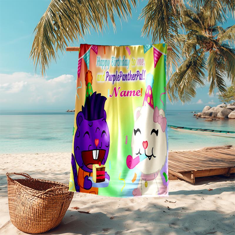 Personalized customized proof beach towel with Happy Tree Friends pattern - soft, absorbent,quick-drying,perfect swimming,camping&bathing