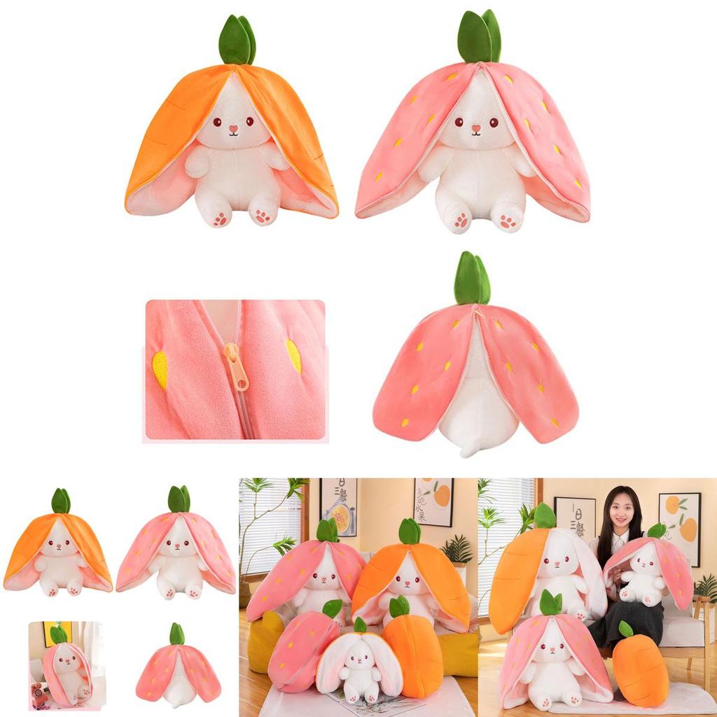 Creative Children's Bunny Doll-transforming Plush Toy With Carrot And Strawberry Options