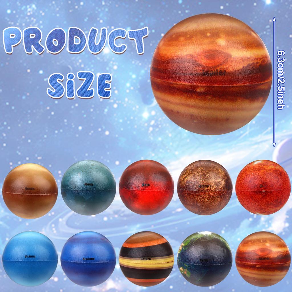 20 Pcs Solar System Stress Balls Planets Stress Balls Planets Squeeze Ball Stress Relief Toys Sensory Balls Educational Space Fo
