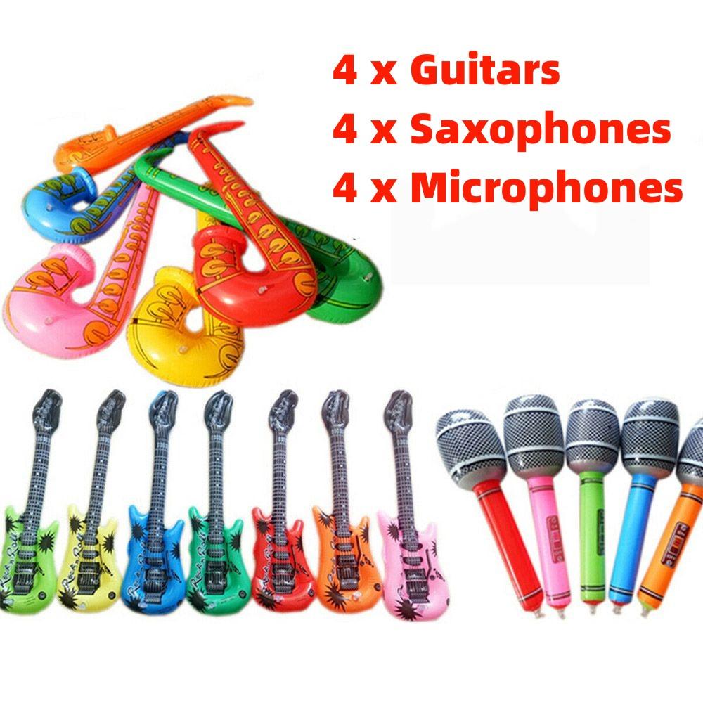 6pcs Inflatable Instruments PVC Simulation Instruments Guitar Sax Microphone Party Hip Hop Birthday Party Supplies