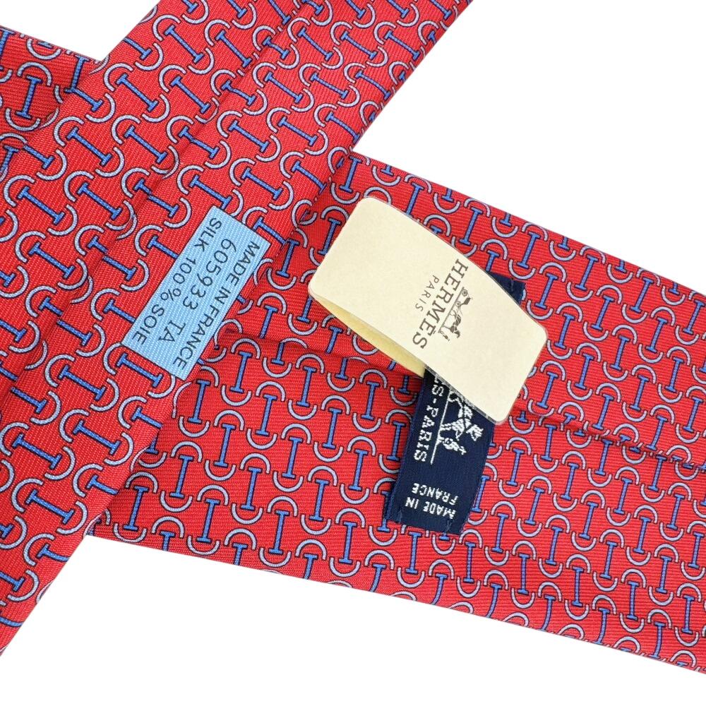 HERMES silk cravate twill tie Red silk Used