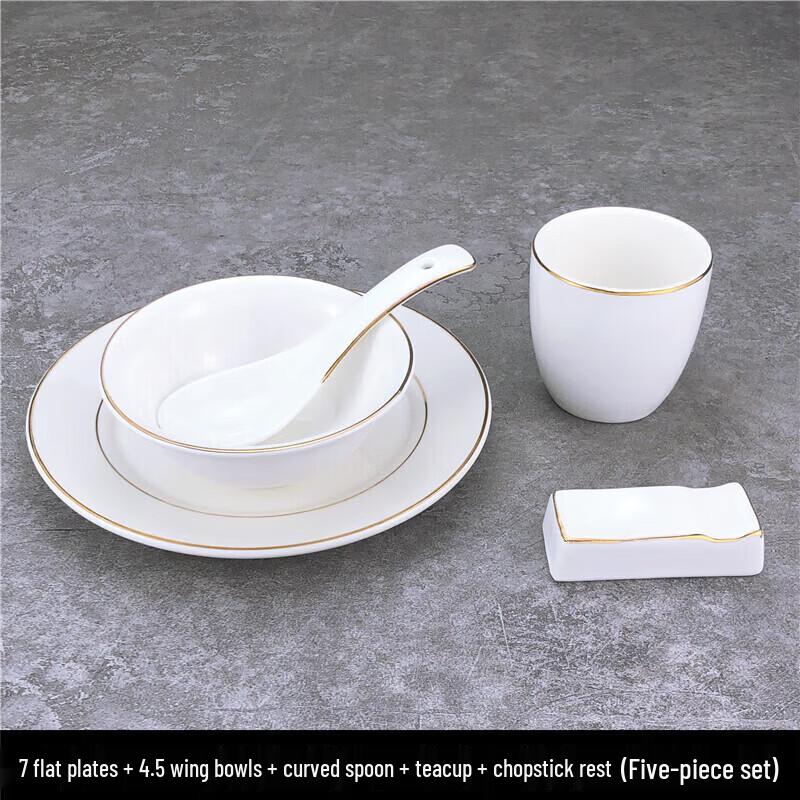 Gold Rim Ceramic Hotel Tableware Set