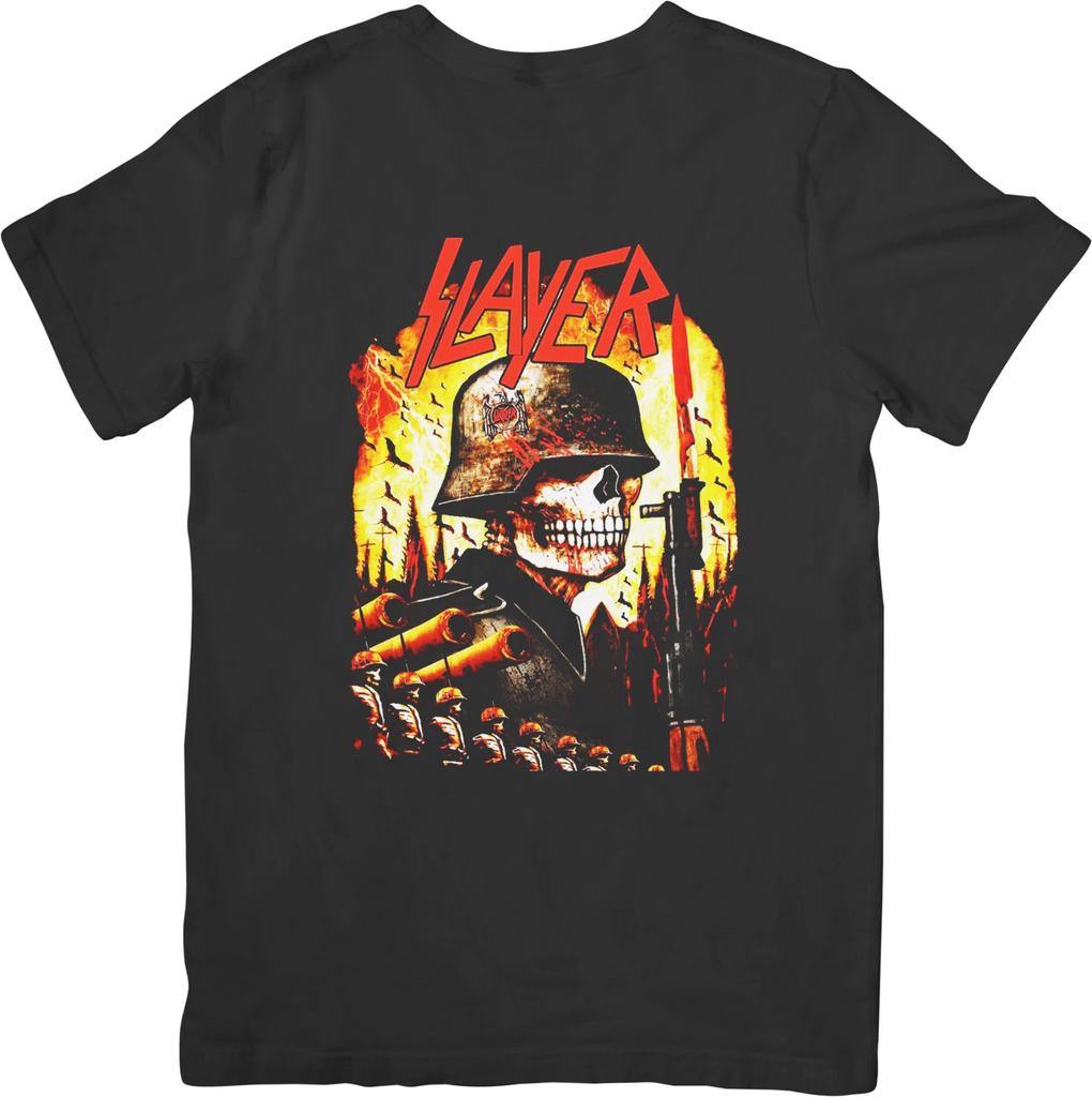Slayer Music Unisex Střih pro muže a ženy Kvalitní bavlněné tričko Černé