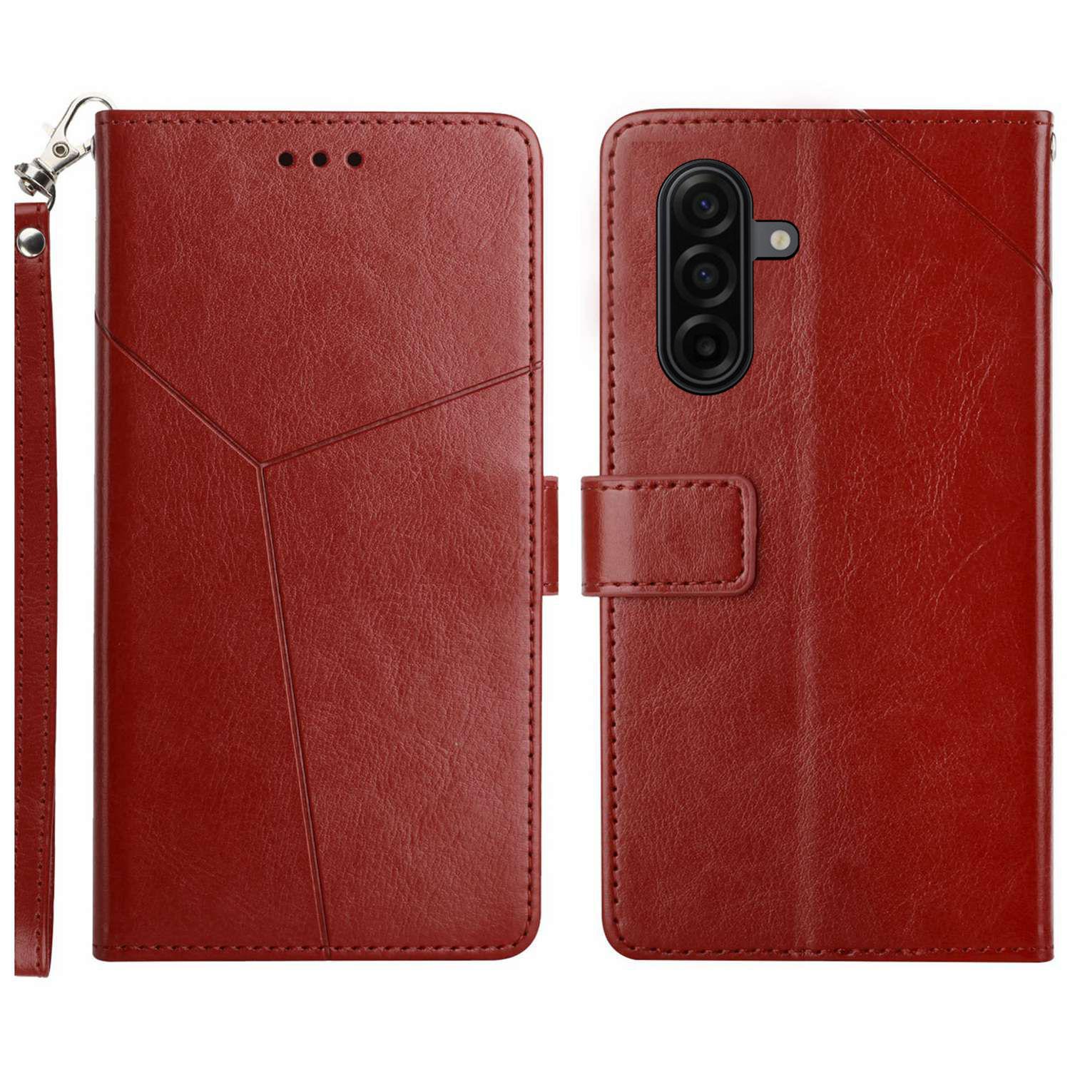 

For Samsung Galaxy S26 Pro Case Y Shaped Lines Imprint Leather Phone Cover
