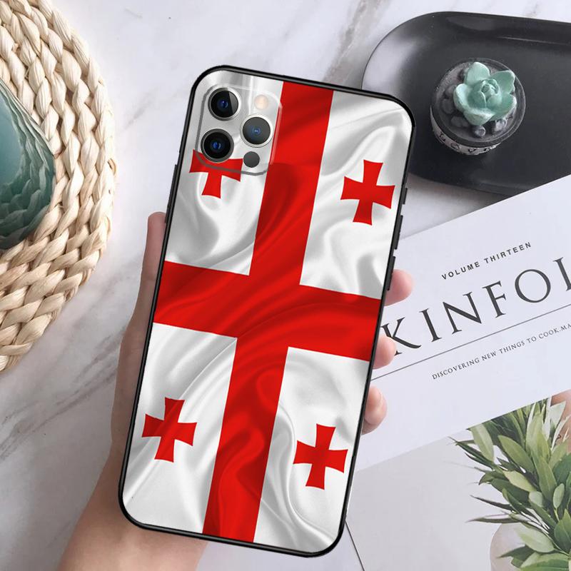 Georgia Flag Soft Case For iPhone 16 Pro Max 13 12 Mini XS Max X XR 11 15 Pro Max 14 Plus Back Cover