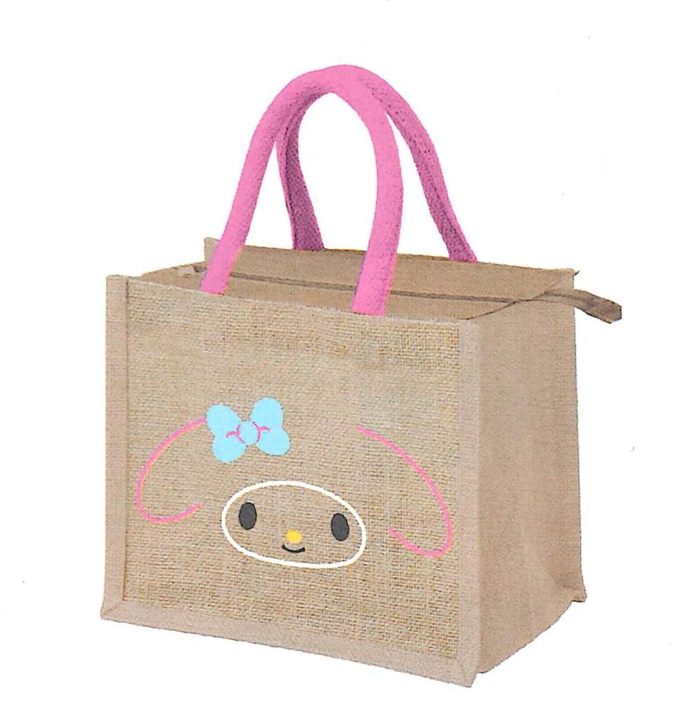 iPlanning Sanrio Characters Zipper Jute Bag My W240mm x H200mm x SRJB126 S, Melody, D150mm,