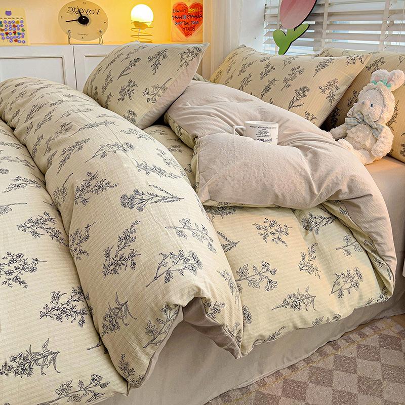 

Весенне-летний комплект из четырех предметов класса А для беременных и младенцев из стиранного хлопка для общежития, чисто хлопковое односпальное покрывало, шапка на кровать, постельное белье 1.8m bed hat 4pc quilt 2*2.3m