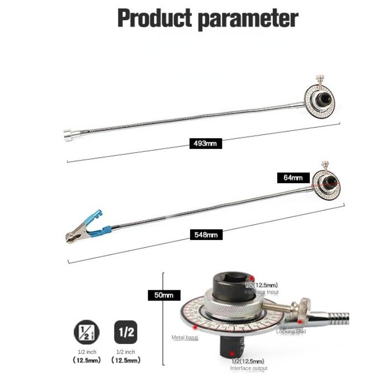 Professional 1/2" Drive Torque Angle Gauge 360° Adjustable Gauge Wrench Clip Set Graduator Measure Tool Wrench Accessories