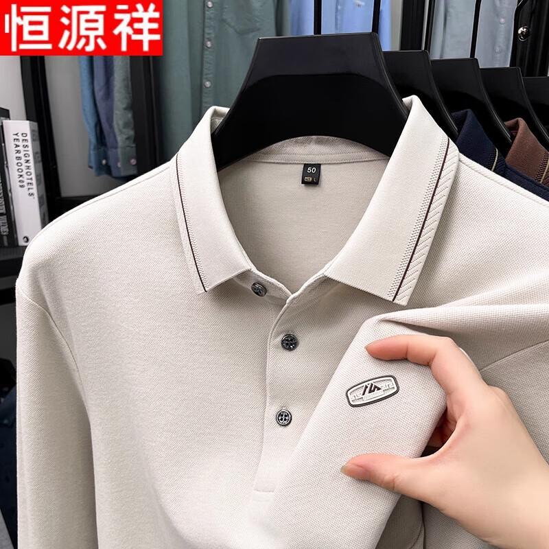 Hengyuanxiang Men s Honeycomb Fleece Long Sleeve Polo Shirt 2XL