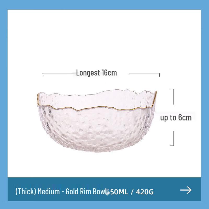 

Japanese Hammered Gold Rim Glass Salad Bowl