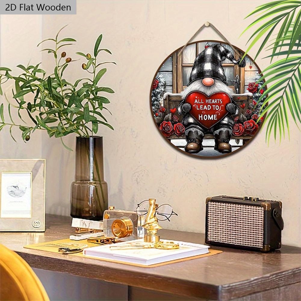 Rustic Christmas Wooden Sign with Adorable Gnome Pattern - Romantic Artwork for Front Door, Wall Hanging Decor - Ideal Christmas Decoration