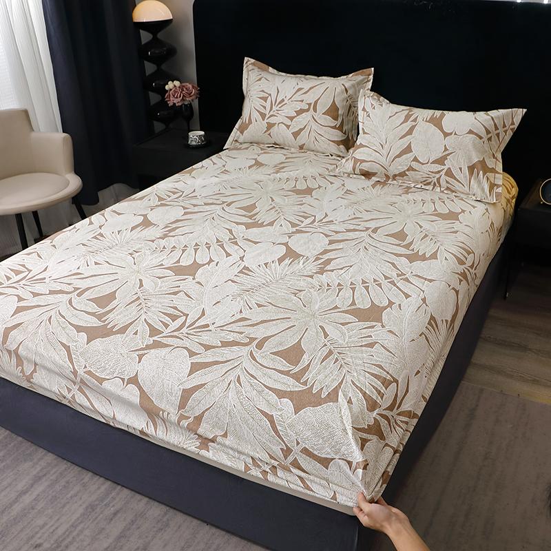 Queen Size Bedsheet 100% Cotton Fitted Sheet Brushed Bed Cover Soft Mattress Protector Sabanas Para Cama (Pillowcase Need Order)