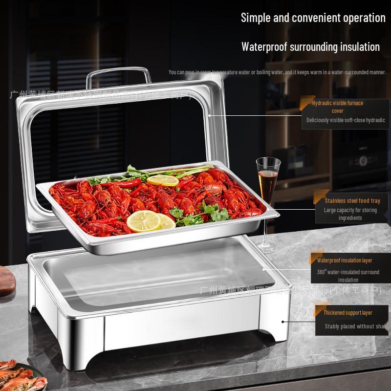Stainless Steel Electric Buffet Stove with Hydraulic Flip Cover for Heat Preservation