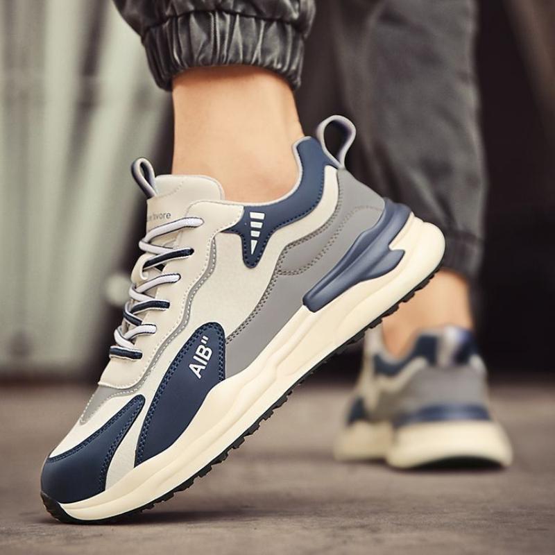 Designer Men's Casual Sneakers Fashion Mens Vulcanized Shoes Leather Outdoor Walking Shoes Non-slip Breathable Shoes for Men New